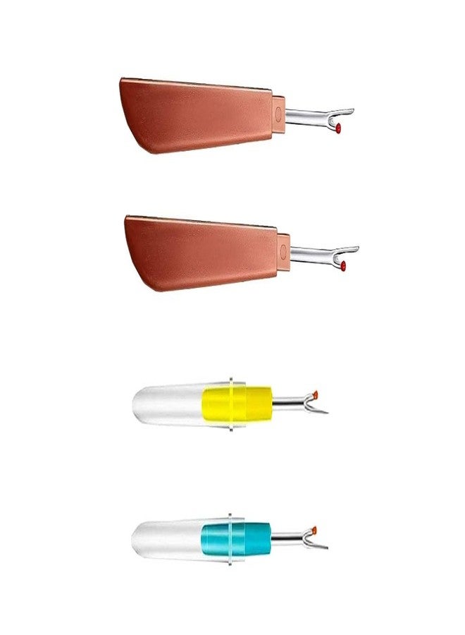 GEMSY Seam Ripper Stitch Opener 2 Big + 2 Small | Made of Stainless Steel with Plastic Wooden Finish handgrip Made of Plastic with Cap | Tailoring Accessories.